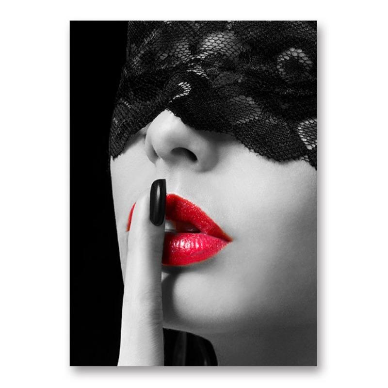 Red Lips Sexy Woman Canvas Painting Fashion Girl Babes Wall Art Pictures Modern Home Livingroom Wall Decoration Frameless