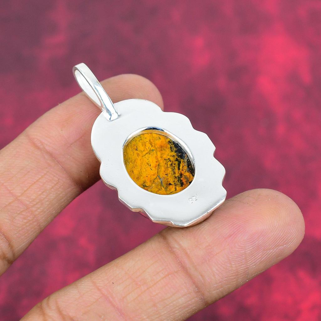 Μενταγιόν Bumblebee Jasper, κοσμήματα από ασήμι 925, χειροποίητο μενταγιόν, για την Ημέρα της Μητέρας