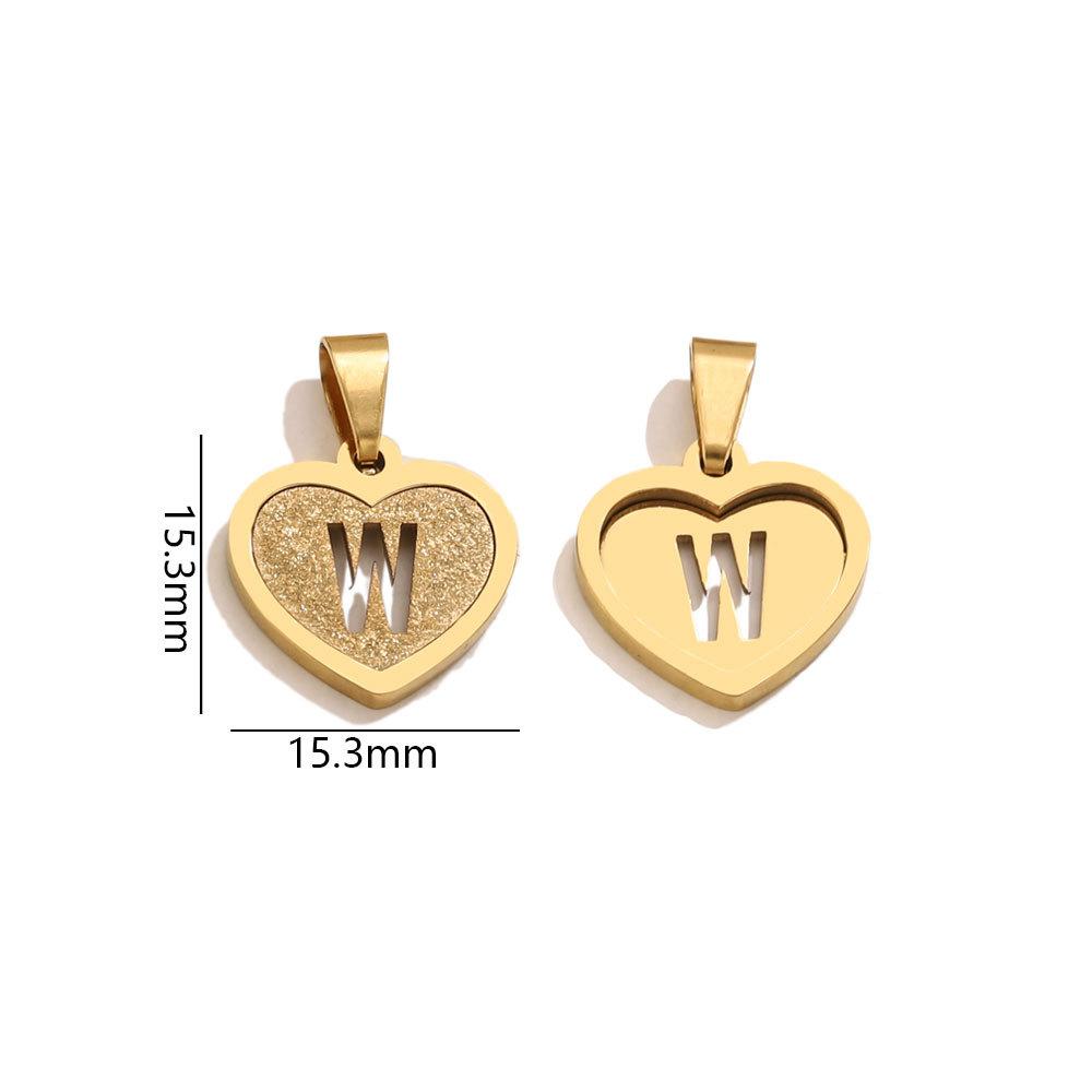 5Pcs/Bag Stainless Steel Gold-plated Heart Letter Pendant DIY Accessory Fashionable Versatile Letter Necklace Pendant