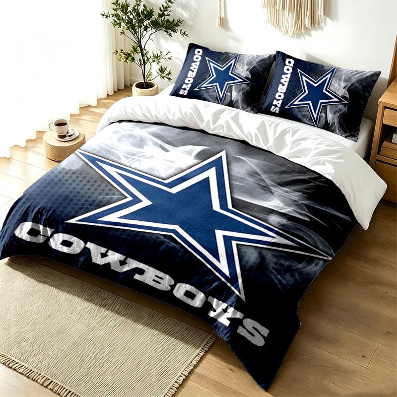 Dallas Cowboys 3pc Duvet Cover Set Simple Modern Bedding Set Wrinkle Resistant Soft Fabric All Season Use a perfect gift