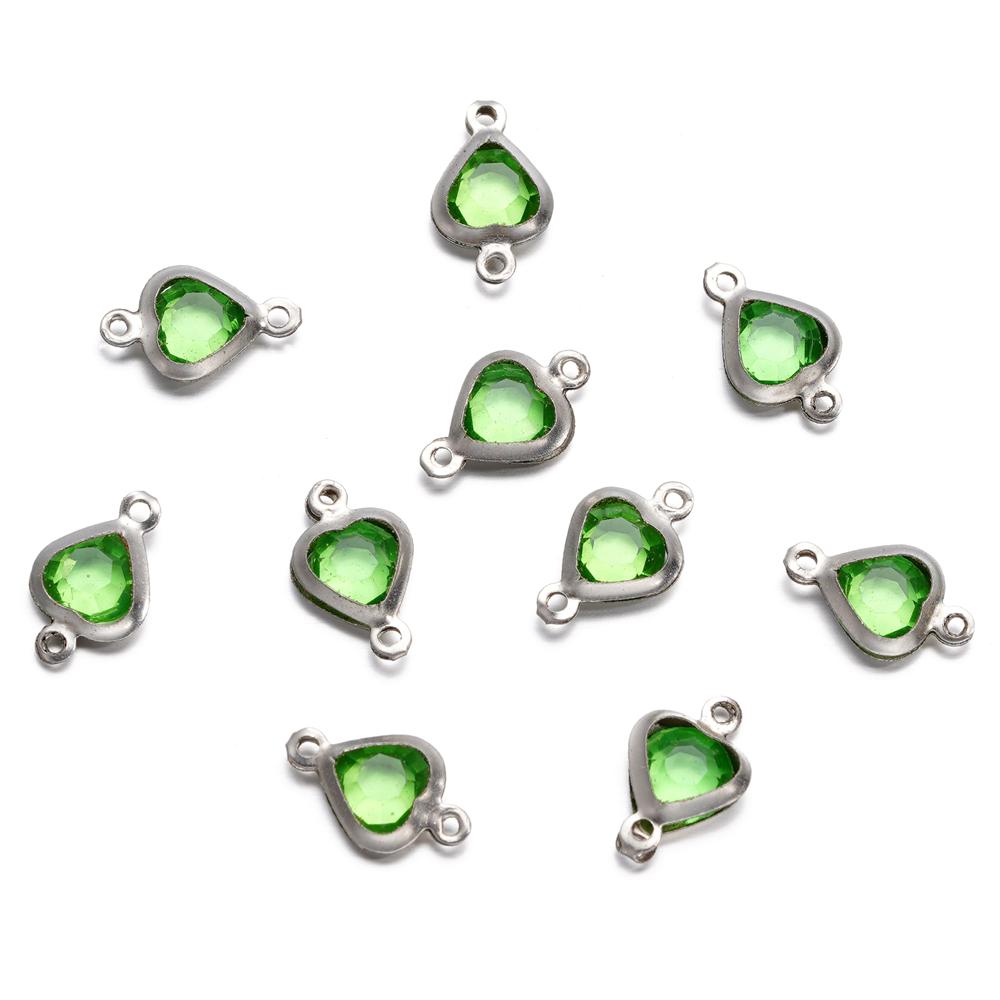 10pcs/lot Stainless Steel Crystal Love Heart Double Ring Pendants for DIY Bracelet Necklace Beads Jewelry Making Accessories