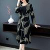 Women's Plus Size Mid-Length Long Sleeve Spring/Autumn Dress with Thinning Base Layer