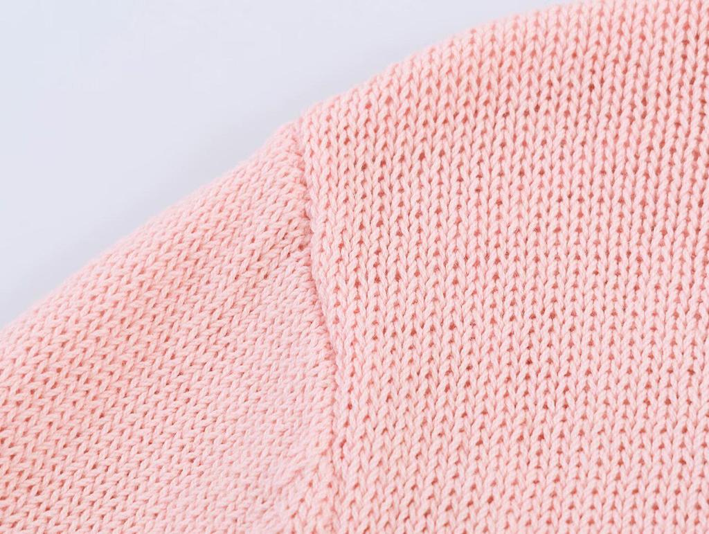 Spring Women's Fashion Knit Cardigan Sweater with Hollow-Out Patchwork - European & American Style