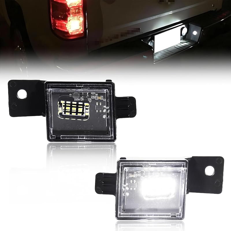 LED License Plate Lights for 2014- Chevy Silverado GMC Sierra 1500 2500HD 3500HD Pickup Truck, Led Rear Tag Lamp for 2015- Colorado,2015- GMC Canyon,