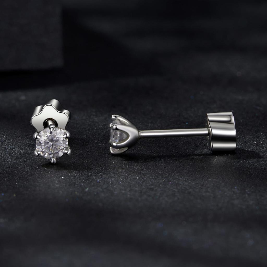 Moissanite silver earrings 3x3mm 0.1 ct silver 925 size S