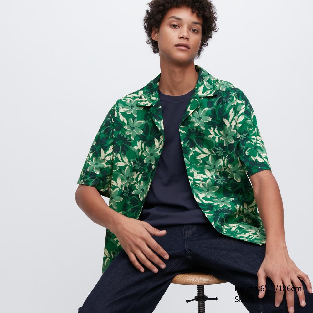 

Рубашка с открытым воротником и коротким рукавом с принтом UNIQLO D
