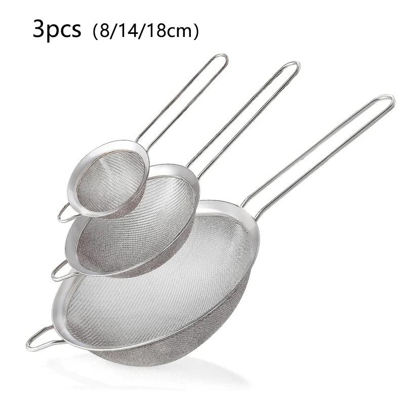 Tea Tool Stainless Steel Mesh Infusers 8 10 12 14 16 18cm For Mate Kitchen Flour Strainer Filter With Handle Colander Sieve