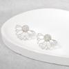 Silver Lotus Women's Stud Earrings Hollow Geometric Statement Small Earrings Rhinestone Tiny Ear Jewelry new