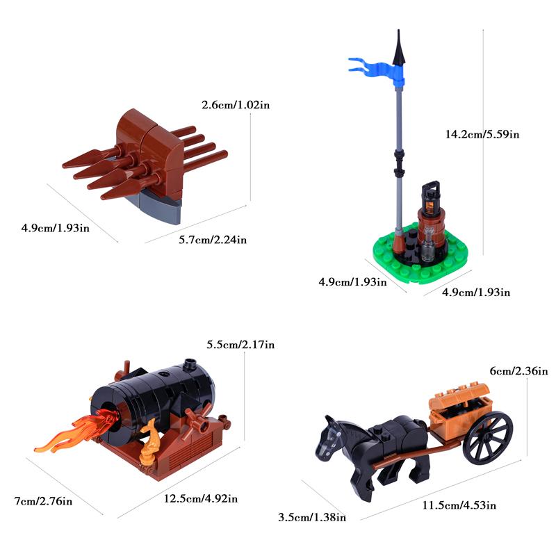 Medieval Military Soldier Figures Cannon Building Block Army Napoleonic War Artillery Vehicle Weapons Animal MOC Bricks Kids Toy