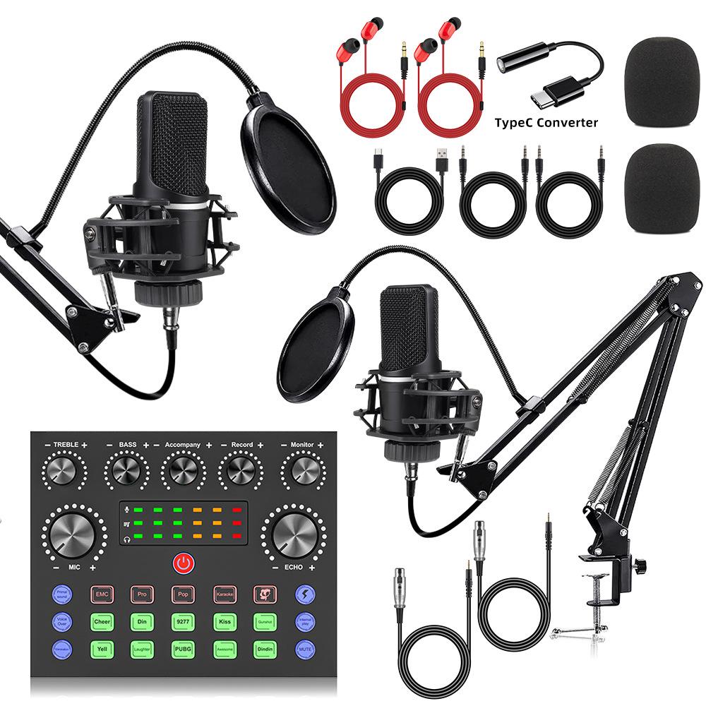 X1 Large Diaphragm Microphone & Sound Card Set with Boom Arm for Streaming