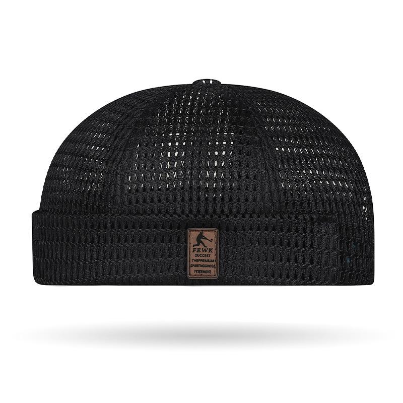 Leather Label Hollowed-out Large Mesh Tang Hats for Men and Women Hip-hop Breathable Landlord Hats