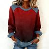 Felpa Casual da Donna con Collo in Denim Patchwork e Cuciture, Maglia a Manica Lunga
