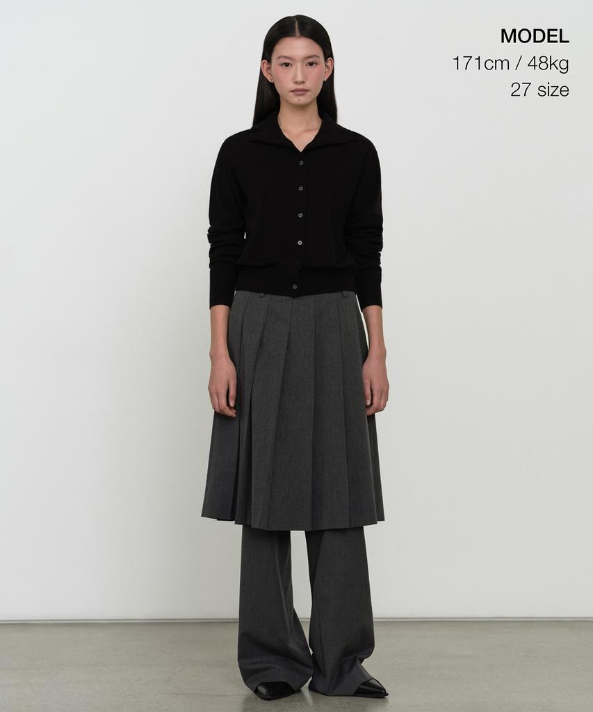 MUSINSA STANDARD WOMAN Women'S Pleated Skirt Layered Slacks [Medium Gray]