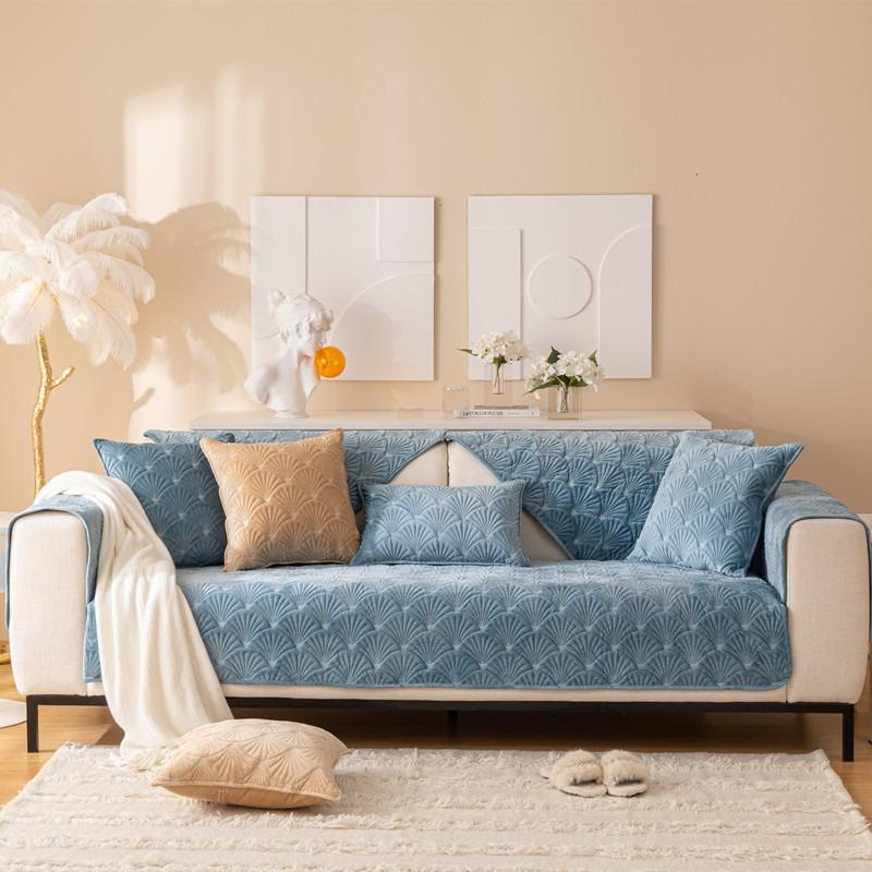 Autumn and Winter Plush Super Soft Solid Color Quilted Sofa Cushion Modern Simple Non-Slip Sofa Cushion Towel