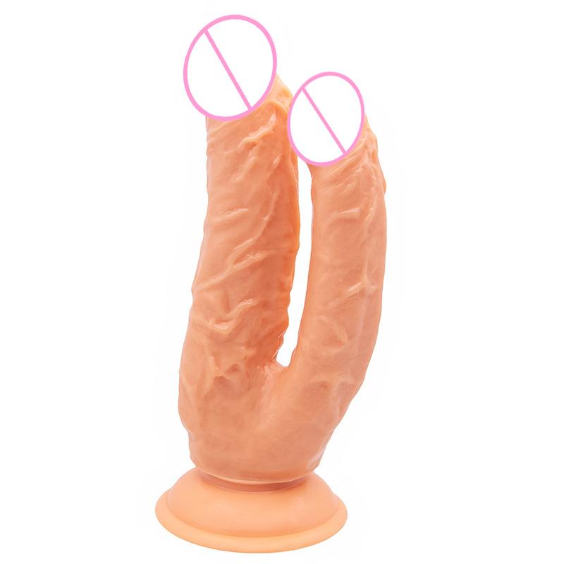 Dildo Feminino em Forma de U Cabeça Dupla Pênis Falso Pequeno Masturbador Feminino Cristal Colorido Produtos Eróticos