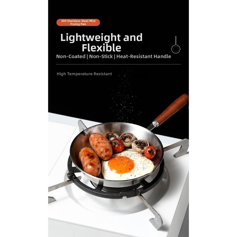 Patelnia ze stali nierdzewnej 304 z żaroodporną drewnianą rączką, bez powłoki, dla zdrowego doświadczenia gotowania