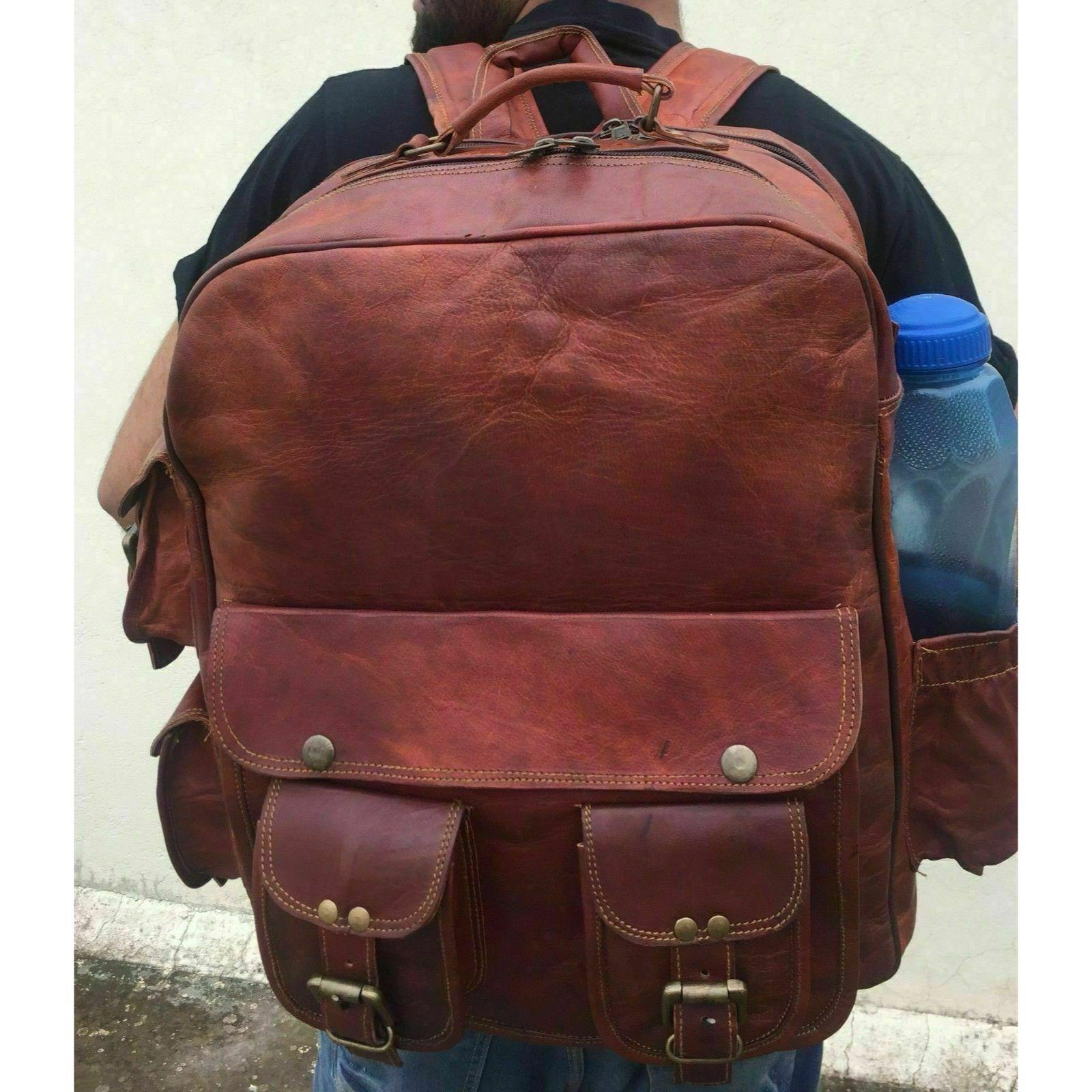 Мужской БОЛЬШОЙ Рюкзак Натуральная Коричневая Винтажная Кожаная Сумка Для Ноутбука Рюкзак — фото 2