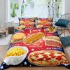 American Fast Food Duvet Cover Set Full Size Polyester Pizza Hotdog Hamburger Print Bedding Set French Fries Cartoon Quilt Cover