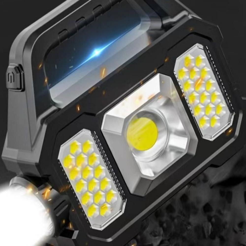 Zoomable Camping Work Light Waterproof Handheld  Flashlight Portable Solar Searchlight  Camping