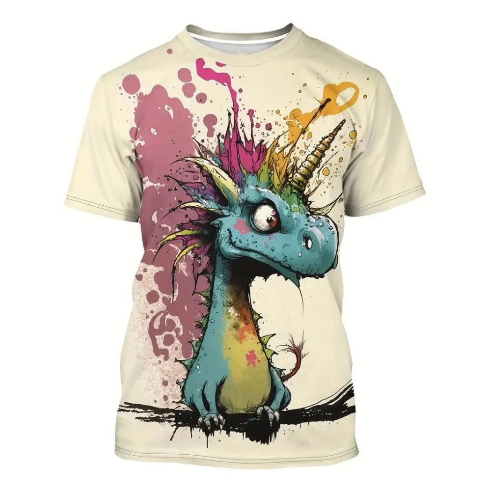 Cartoon Kitten Printed T Shirt For Men Funny Animal Oversized T-shirt Casual O-neck Short Sleeve Loose Tops Summer Men's Clothes