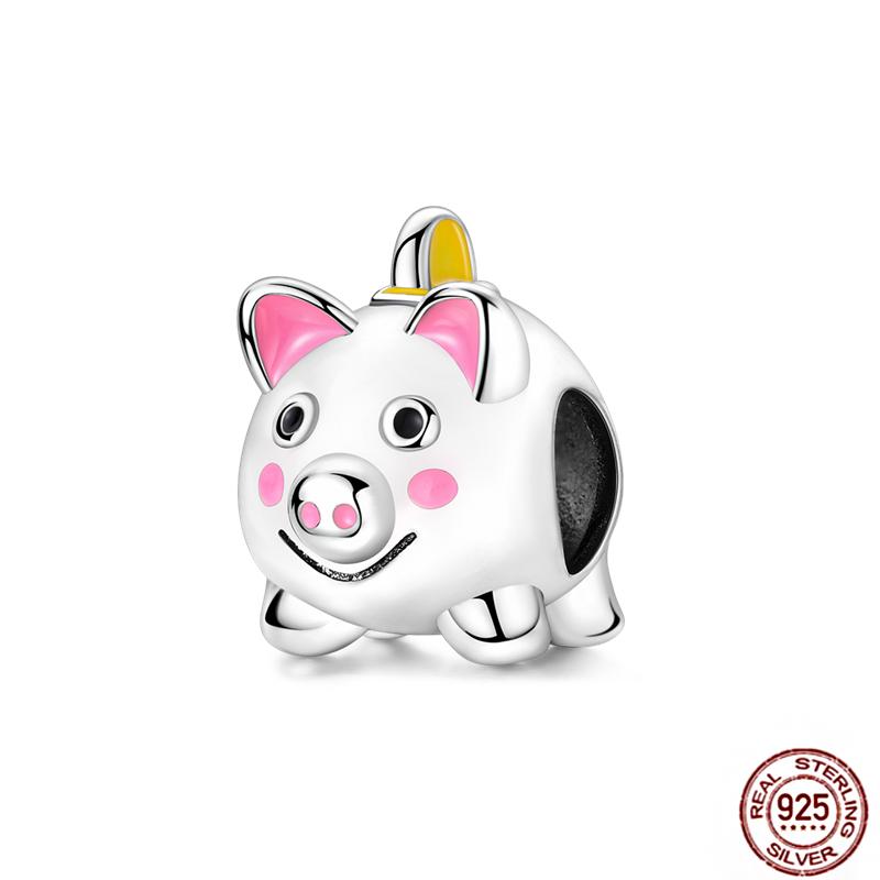 Fit Original Pendant Animal Charmscopper Pink Heart Pet Cat Dog Blue Owl Squirrel Beads Bracelet Women Diy Birthday Jewelry