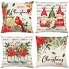 Home Decor Pillow Cover Christmas Holiday Linen Print Living Room Sofa Cushion Cover Bedroom Pillow Cover