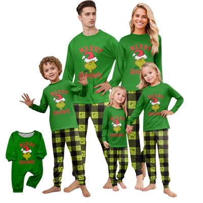 Ensemble pyjama familial mignon imprimé de Noël, vêtements de maison, ensemble familial haut à manches longues et pantalon