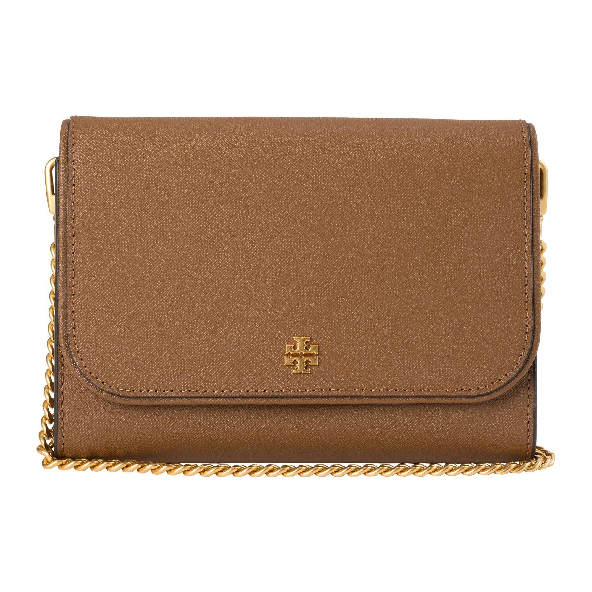 

Tory Burch Emerson Metal Logo Chain Shoulder Strap Leather Small Square Bag Wallet Crossbody Bag Women bags Brown 136093-909 Basic Set (Bag+Dust Bag)