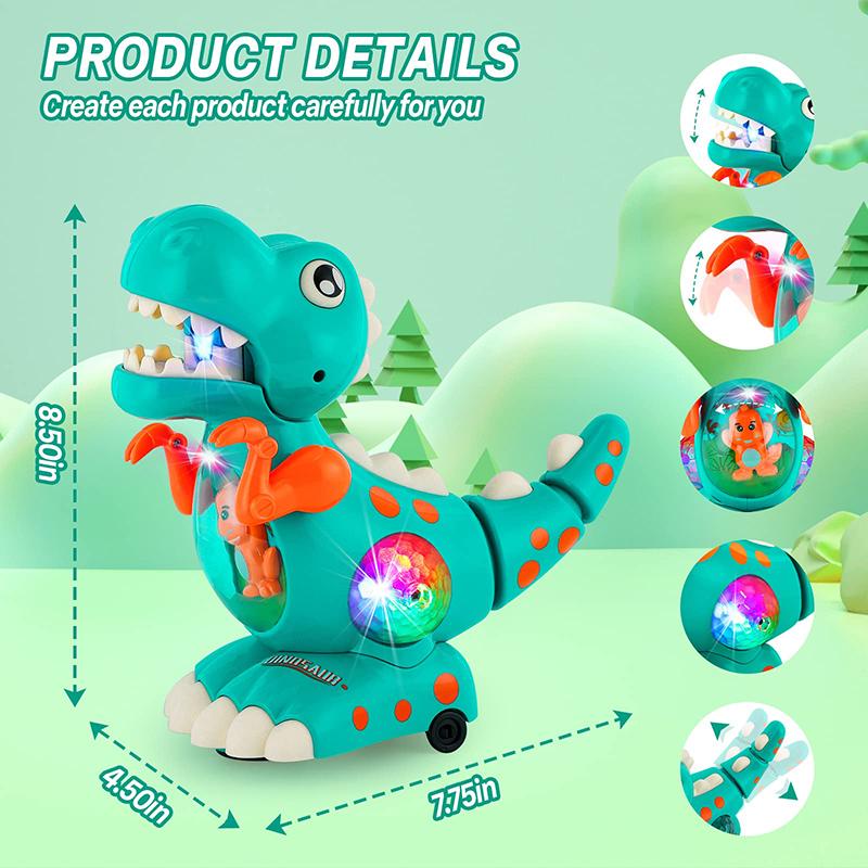 Dinosaur Toy Light Up Musical CrawlingTummy Time Montessori Sensory Interactive Electric Toys for Kids Birthday Gifts