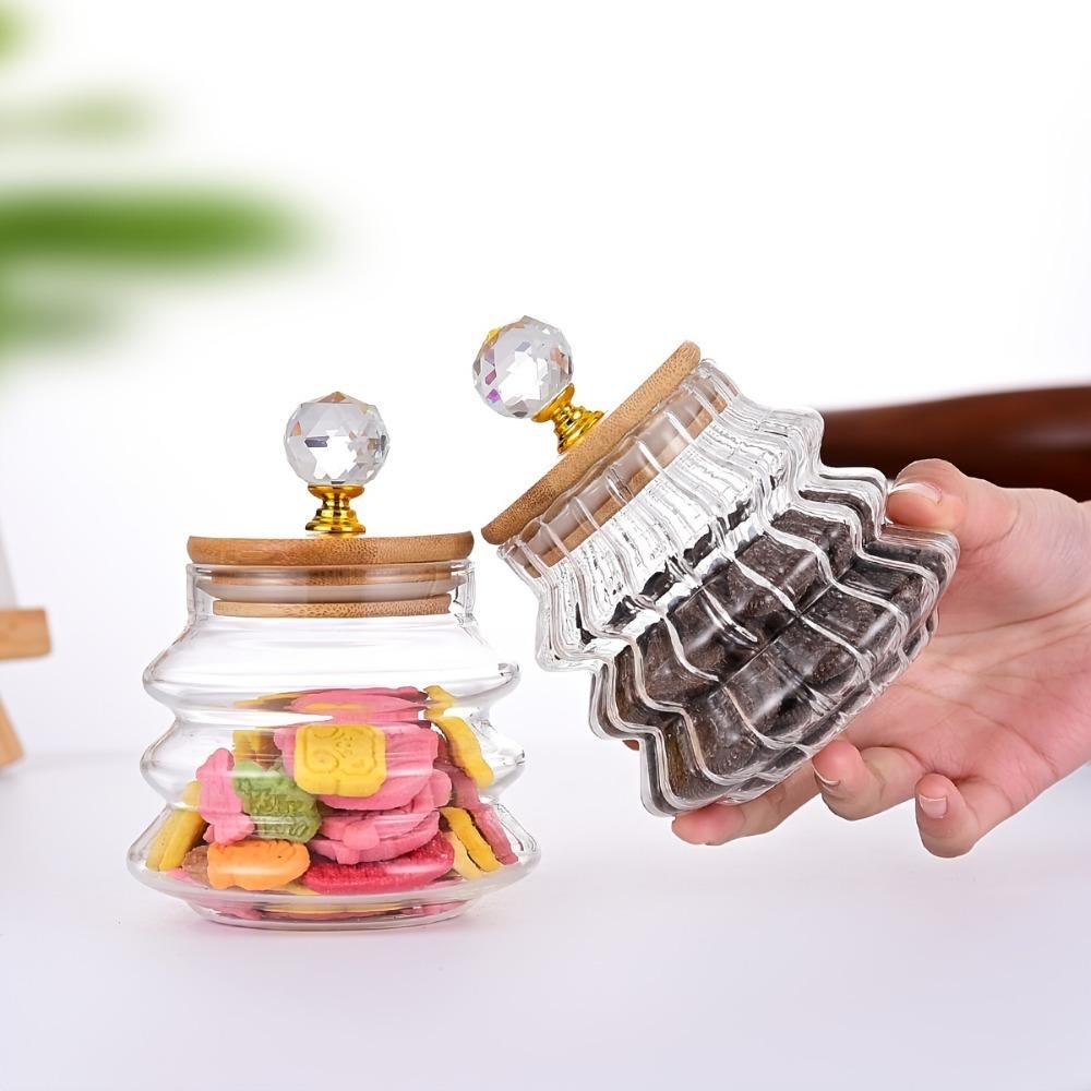 Striped Pattern Tea Sealed Jar Transparent Grains Jar Simple Kitchen Storage Bottle Candy