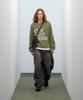 STANDARDERROR 87-Stan190 Country Oversized Color Block Lettering Knit Khaki