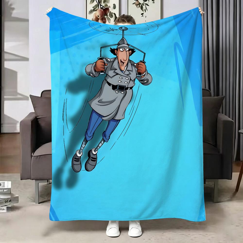 Cartoon Inspector Gadget Überwurf Weiche Warme Flanelldecke Vielseitiger Überwurf für Bett Sofa Büro Klimaanlage Nickerchen Decke