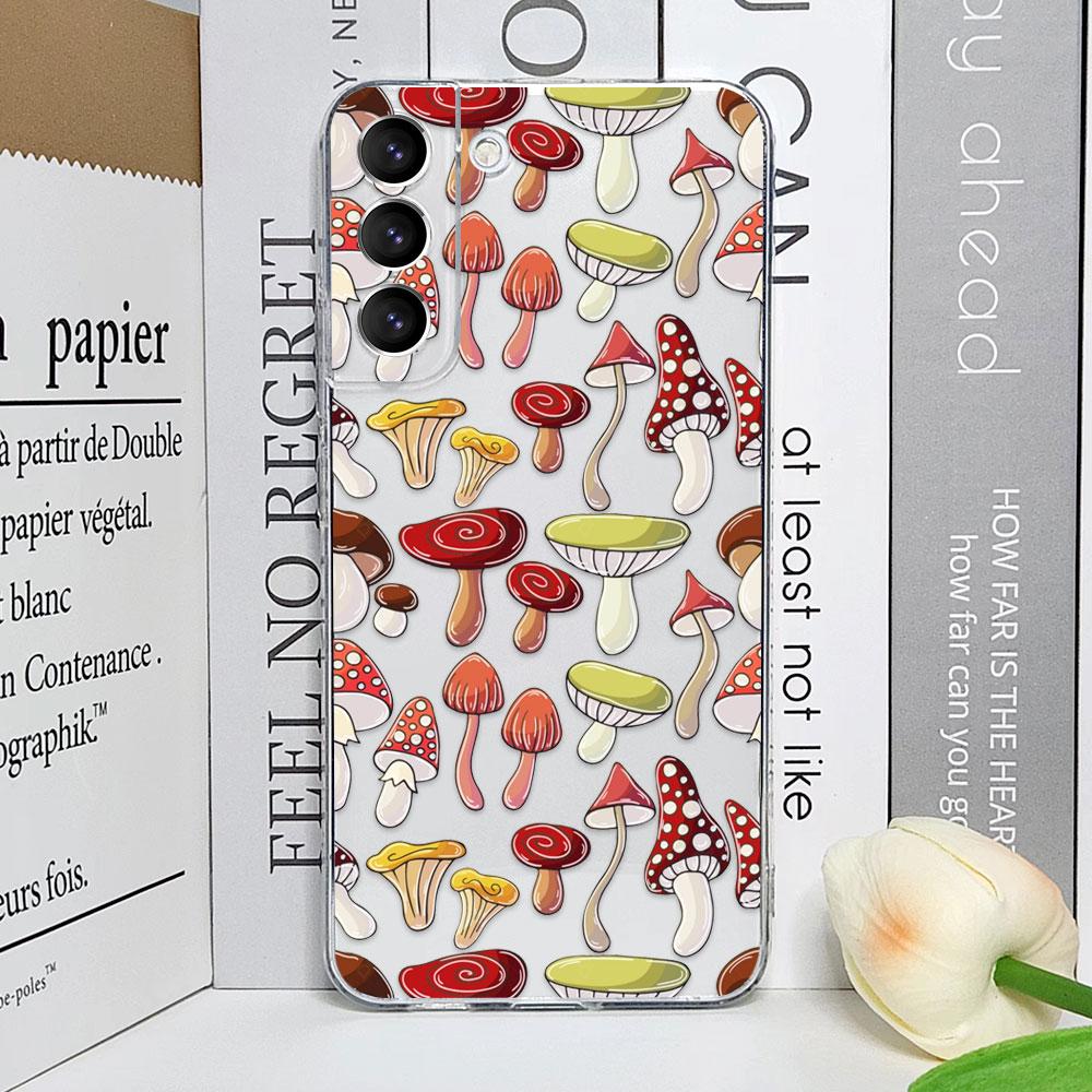 Cute Forest Fantasy Mushroom Phone Case for Samsung Galaxy S25 S24 S23 FE S22 Plus S21 Ultra Transparent Soft Covers Art Fundas