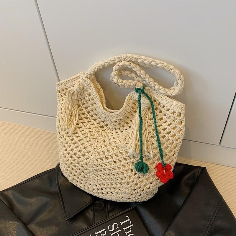 

Пляжная сумка для отдыха на море женская большой вместимости новая повседневная сумка на плечо высококлассная плетеная соломенная сумка белый