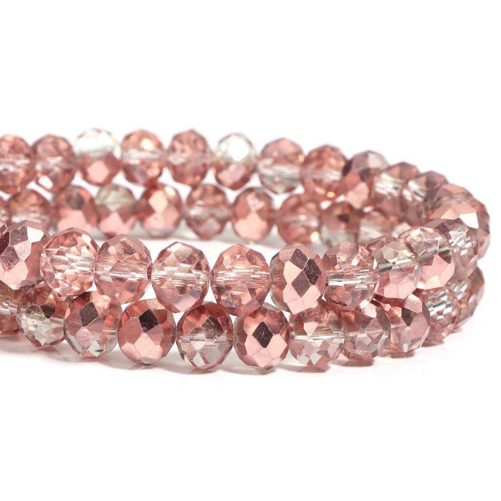 4/6/8mm Faceted Crystal Rondelle Beads Light Red Copper Glass Abacus Loose Spacer Beads for Jewelry Making DIY Bracelet Findings
