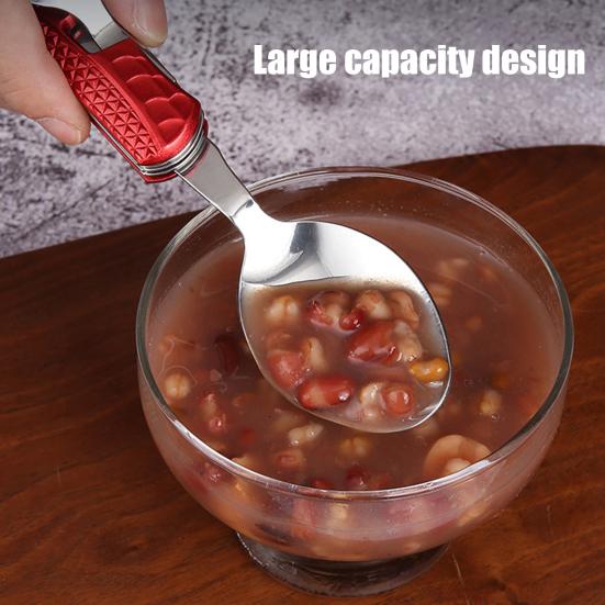 4-In-1 Folding Camping Utensils Stainless Steel Spoon Fork Knife Opener Combo Set Portable Multifunctional Lightweight Outdoor Tableware for Travel