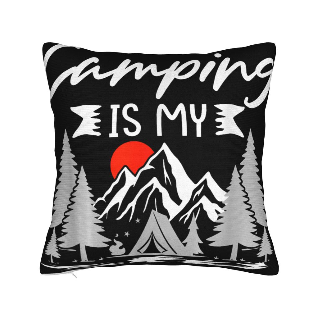 Camping Is My Therapy Pillow Case Design Pillow Cover Cute Funny Pillowcases For Sofa Couch Bed Living Room