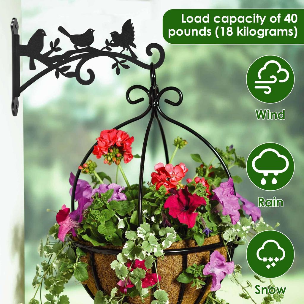 2Pcs Metal Plant Hanger Bracket 9/10/12 Inch Iron Hanging Hook Indoor Outdoor Flower Basket Wall Hanger For Flower Pot Lantern