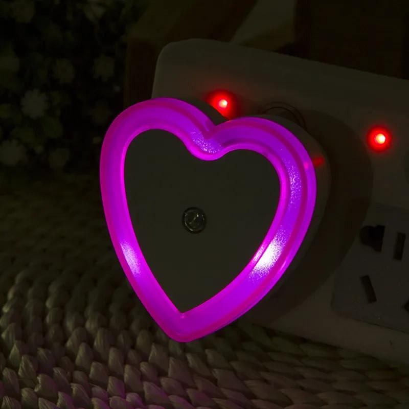 LED Night Lights Wireless Light Control Sensor Mini Heart-shaped EU US Plug Night Light Living Room Bedroom Bedside Lamp