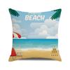 Watercolor Summer Beach Digital Printing Short Plush Pillow Covers for Car Sofa Office Cushion Cover Home Goods 60x60cm