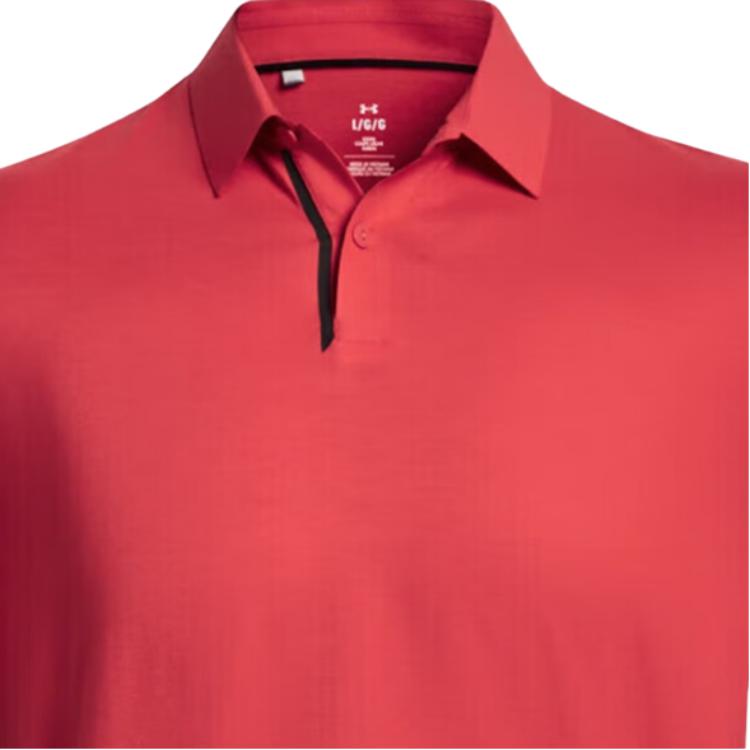 Under Armour Tour Tips Solid Color Golf Polo Shirt Men Tops Vibrant-Red 1385128-814