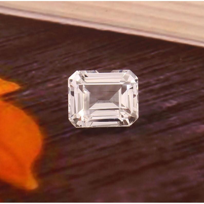 Flawless 20x15mm Heated Ceylon White Sapphire Emerald Cut Loose Gemstone