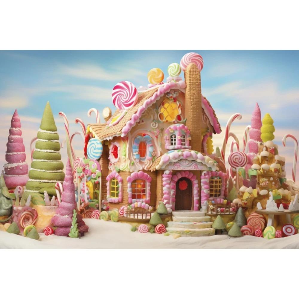 Princess Castle Candy House Balloon Flower Photography Background Girl Birthday Family Portrait Decoration Photography Backdrop
