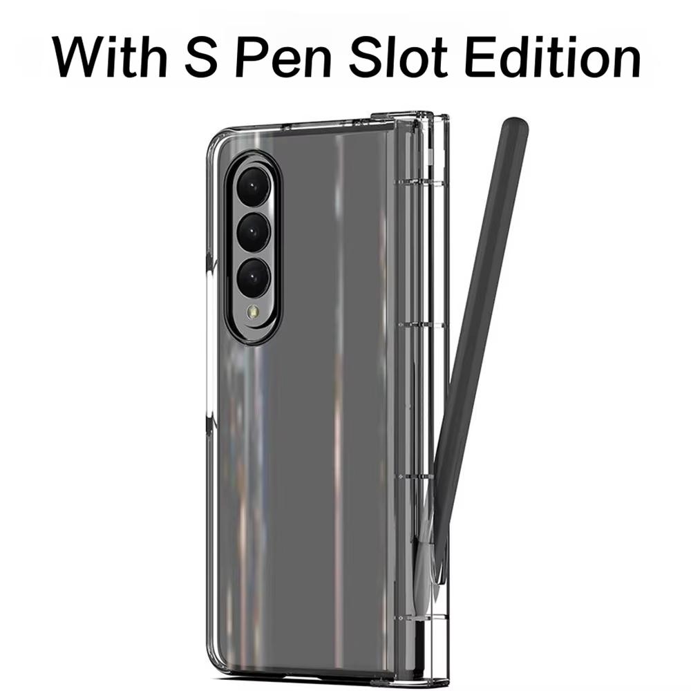 For Samsung Galaxy Z Fold 6 5 4 3 Transparent Case Shockproof Back Cover With S Pen Holder Shell For Samsung Z Fold5 Fold6 Coque