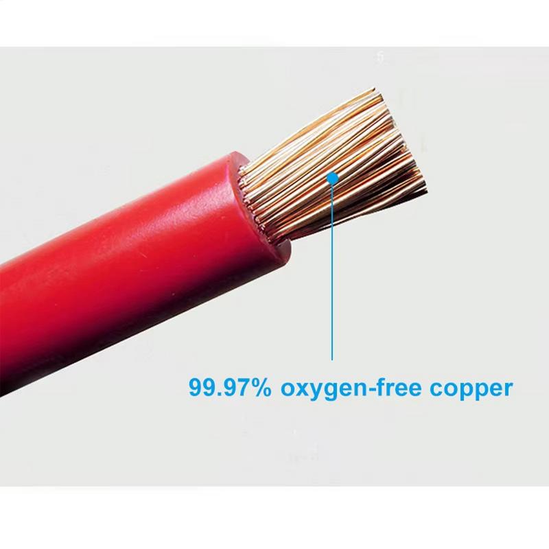 Battery Inverter Connection Cable Set with Terminals 6AWG 50cm PVC Wire Stranded Red Copper Core Tin-plated Lug Cable Sets