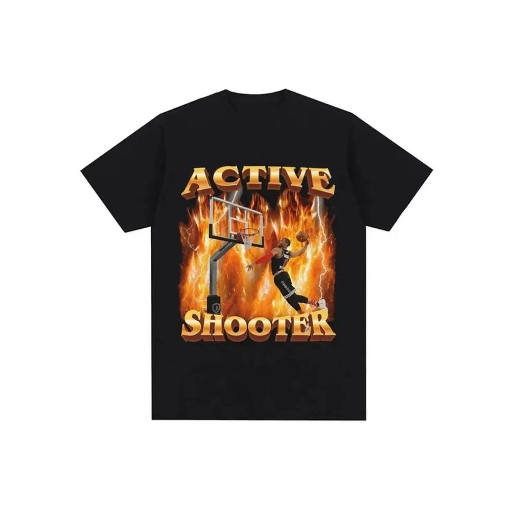 Active Shooter Funny Meme Graphic T-shirt Men's and Women's Fashion Retro Short Sleeved T-shirt Casual Large T-shirt Top 77899