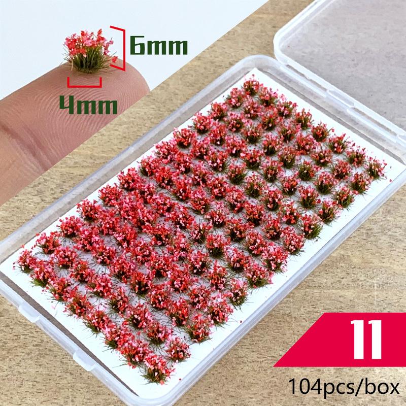 104pcs/box Static Grass Tuft Model Grass Tufts Terrain Model Kit Static Scenery Model Miniature Shrubs Bushes