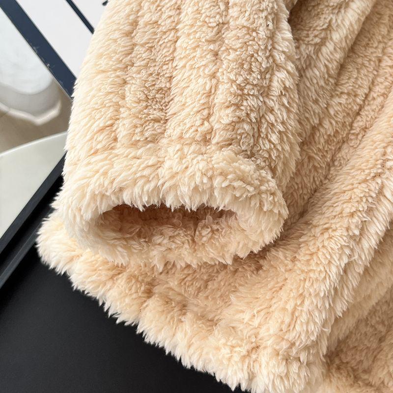 Women's G5Z Striped Plush Zipper Pajama Set - Cozy Velvet for Autumn/Winter