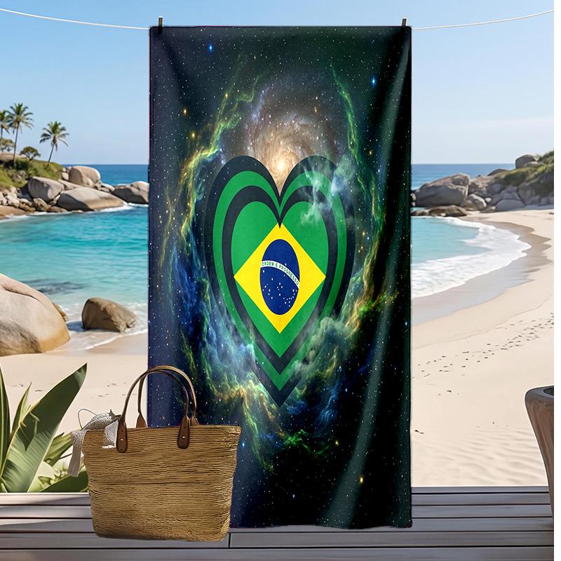 Brazilský fotbalový potisk Plážová osuška Rychleschnoucí Super savá Měkká osuška do koupelny na plavání Pláž Cestování Fanouškovský Suvenýr Dárek