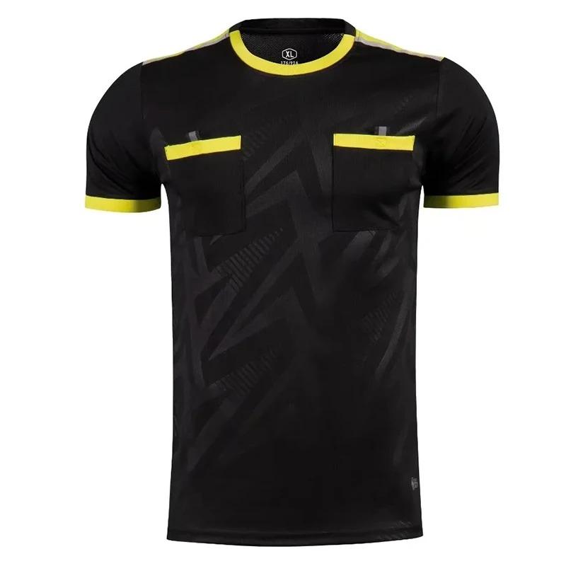 Uniforme Professionnel d'Arbitre Homme Maillots de Football Maillots Chemises Poches Chemise d'Équipe Manches Courtes Vêtements de Sport